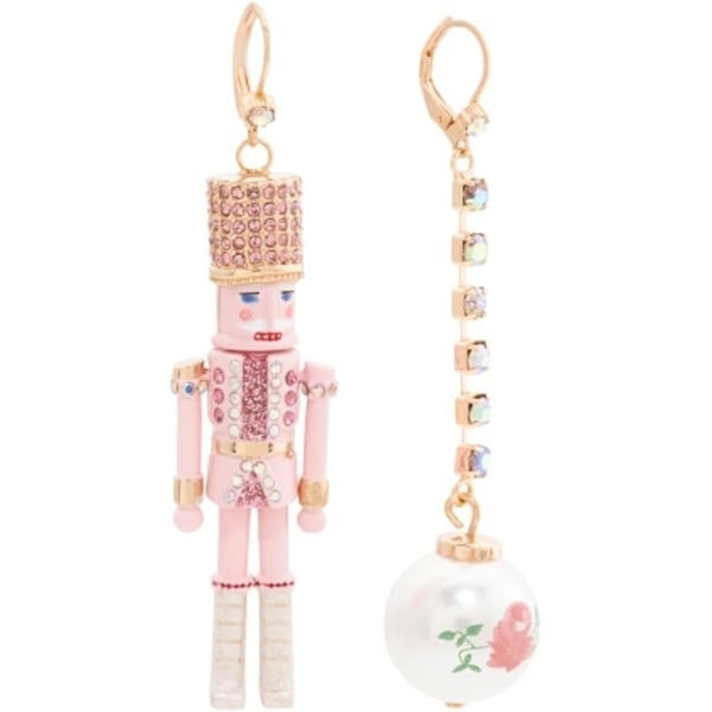 Betsey Johnson Pink Nutcracker Earrings with Pearl - Picture 2 of 4
